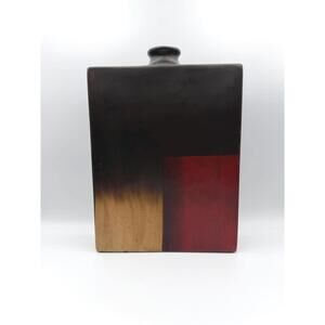 Vintage Square Black Beige Red Vase